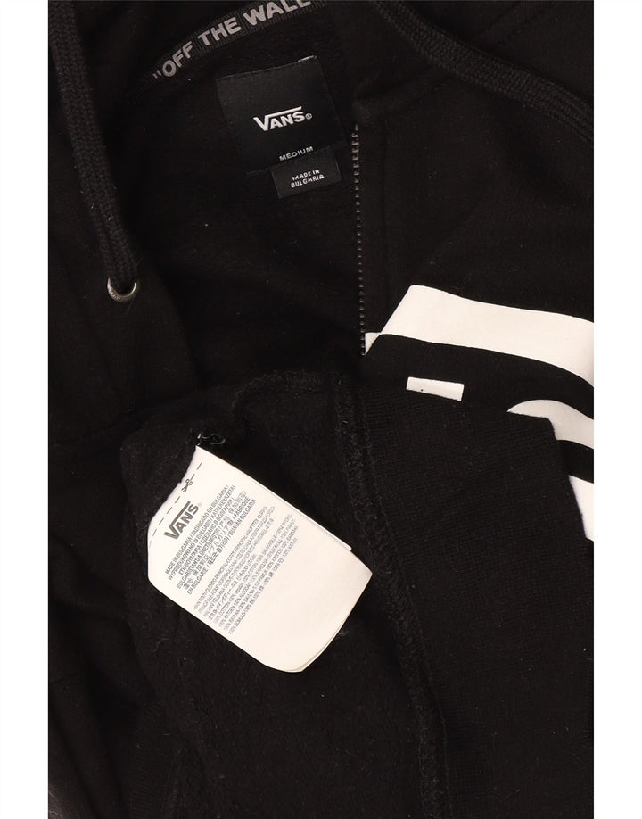 Suéter Vans masculino com capuz e zíper gráfico médio preto algodão