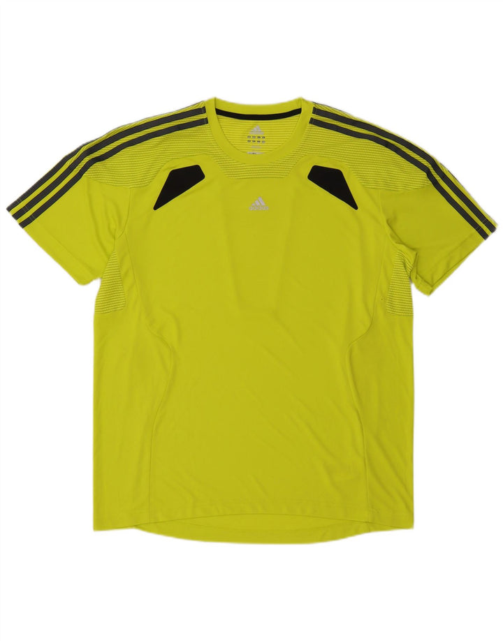 Adidas Mens Climacool Camiseta Top Grande Amarelo Colorblock Poliéster