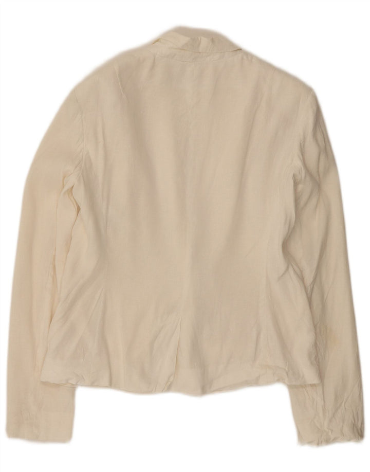 Jaqueta blazer feminina de 1 botão French Connection UK 12 linho branco médio