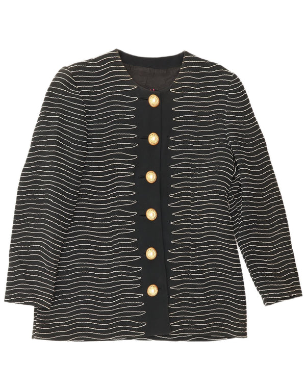 Gai Mattiolo Womens 6 Button Blazer Jacket IT 50 XL Black Striped