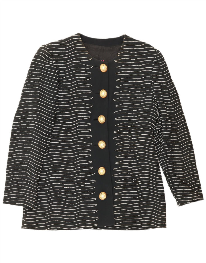 Gai Mattiolo Jaqueta blazer feminina de 6 botões IT 50 XL listrada preta