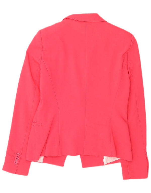Jaqueta blazer feminina Zara com 1 botão Reino Unido 12 poliéster rosa médio