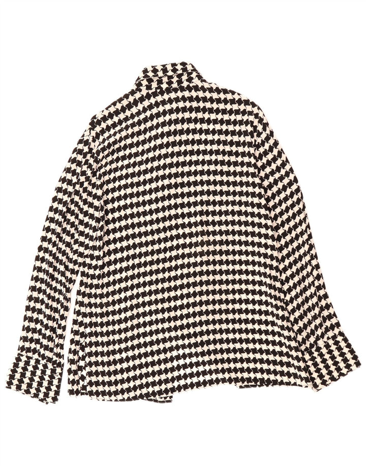 Blusa feminina VINTAGE IT 46 grande viscose preta Houndstooth