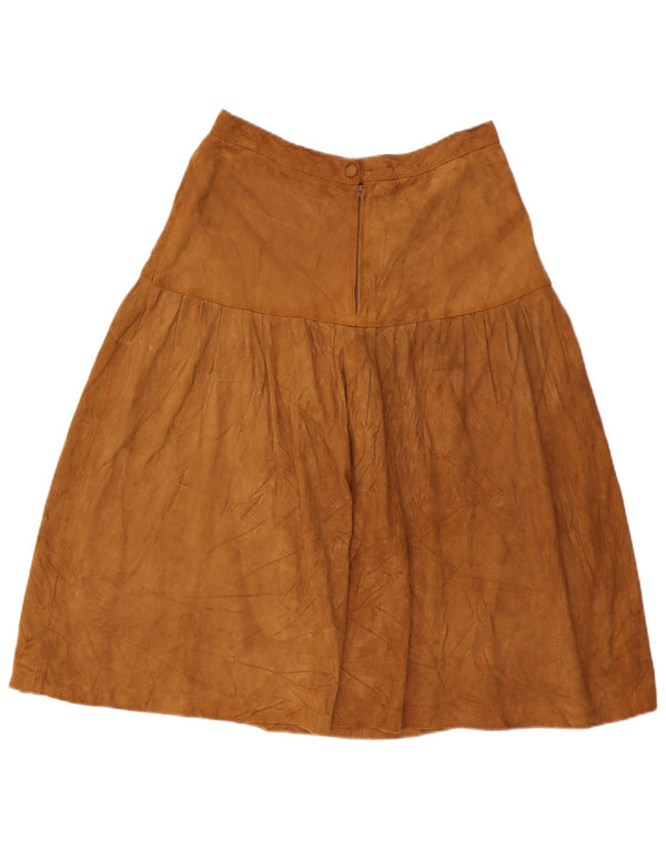 Saia feminina vintage de camurça linha A W28 médio bege