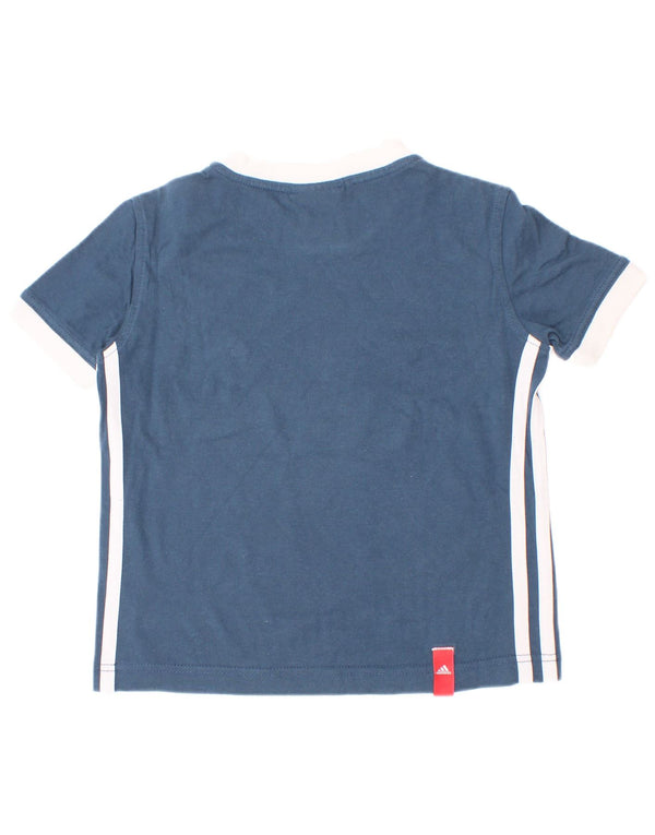 Camiseta Adidas Meninos 4-5 Anos Azul Colorblock Algodão