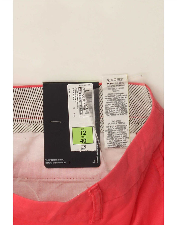Shorts chino feminino Marks & Spencer UK 12 médio W32 algodão rosa