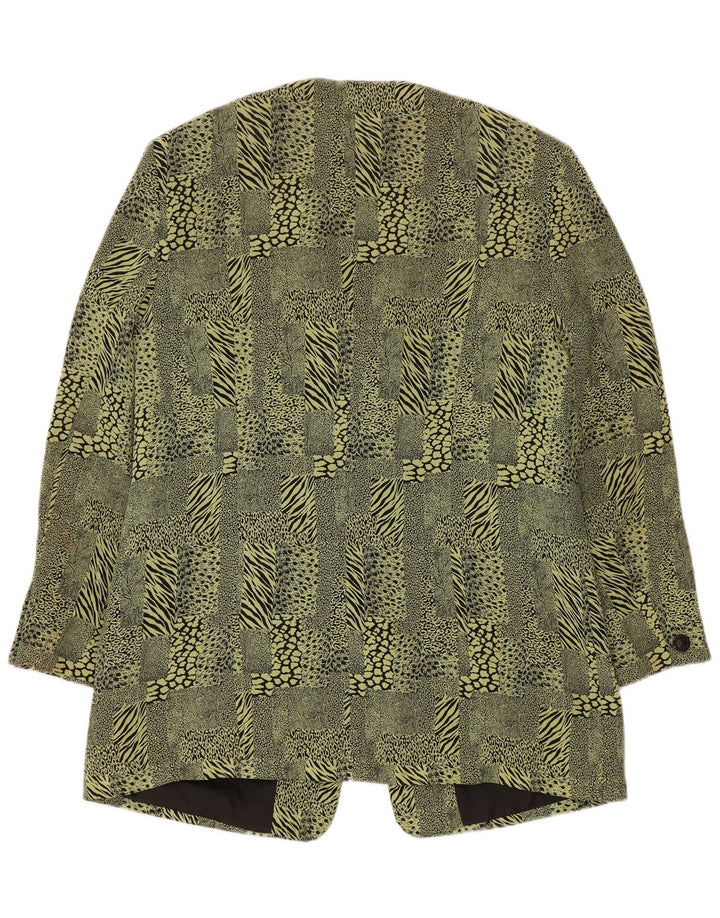 Jaqueta blazer feminina BARUCH Longline Reino Unido 16 grande estampa animal verde