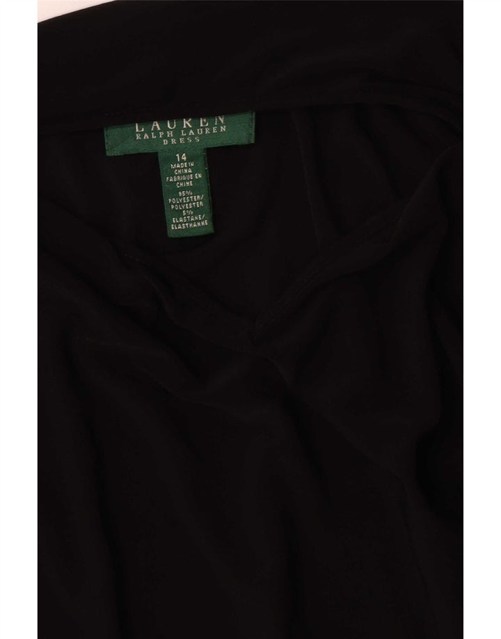 Vestido bainha feminino Ralph Lauren US 14 XL poliéster preto