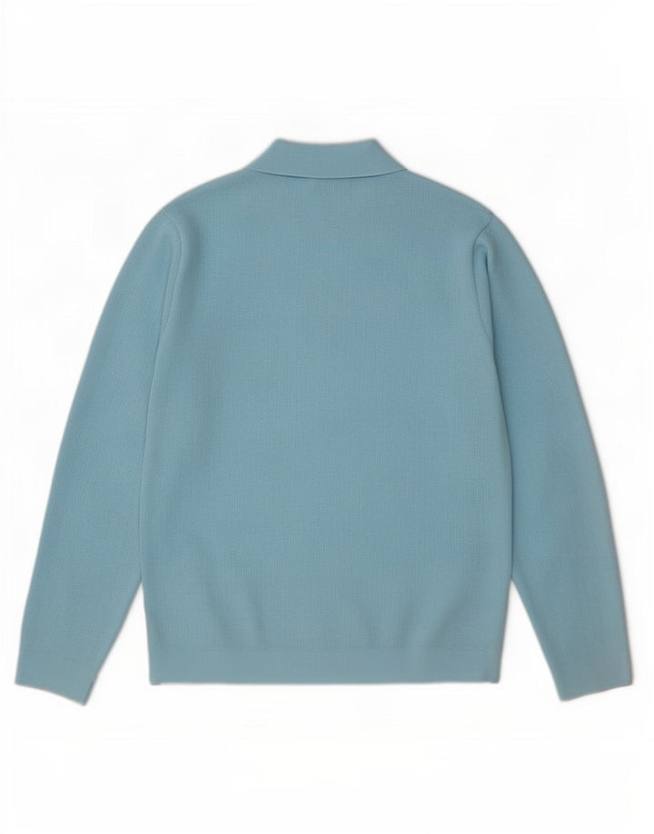 Suéter masculino Trevira com gola polo azul médio