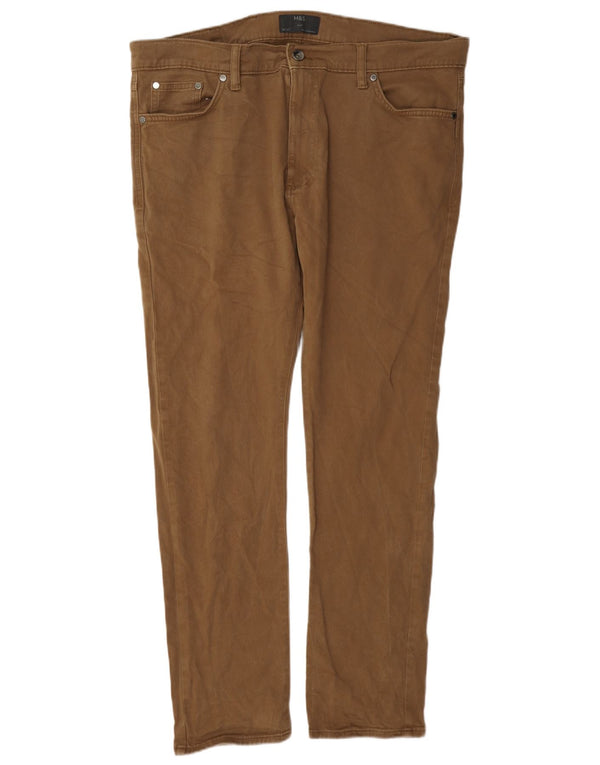 Calça casual slim masculina Marks & Spencer W38 L31 algodão marrom
