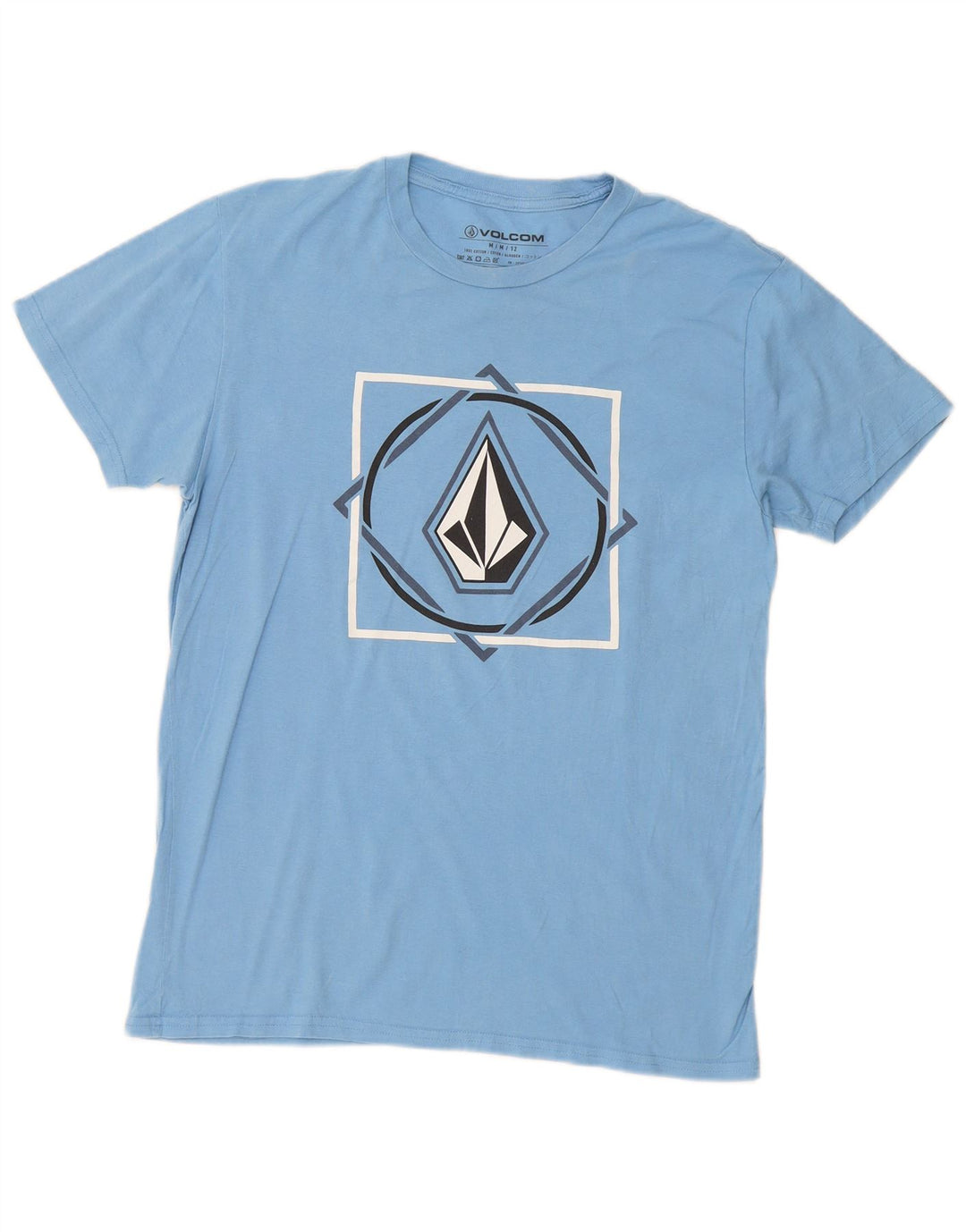 Camiseta gráfica masculina Volcom UK 14 algodão azul médio