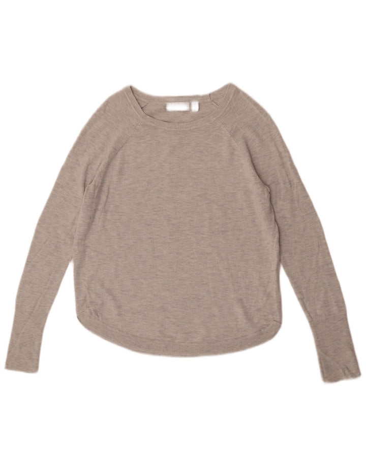 Suéter feminino White Label com gola canoa UK 10 pequeno cinza manchado