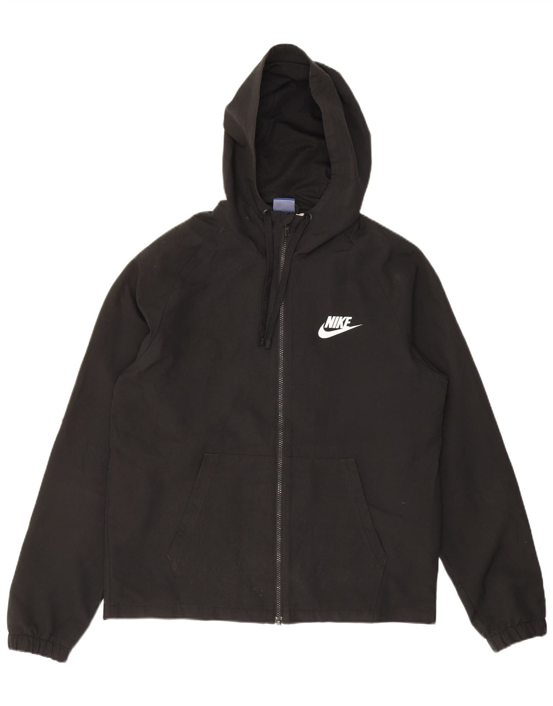 Nike masculino moletom com capuz jaqueta superior poliéster preto médio