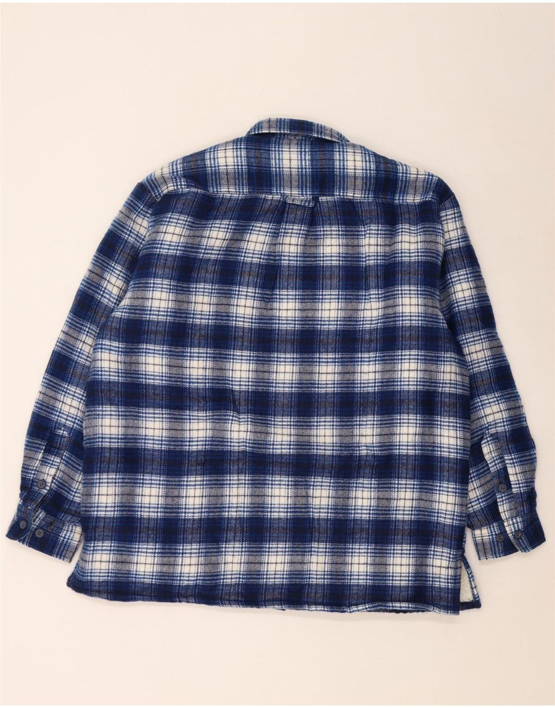 Camisa masculina vintage de flanela de lenhador grande acrílico xadrez azul