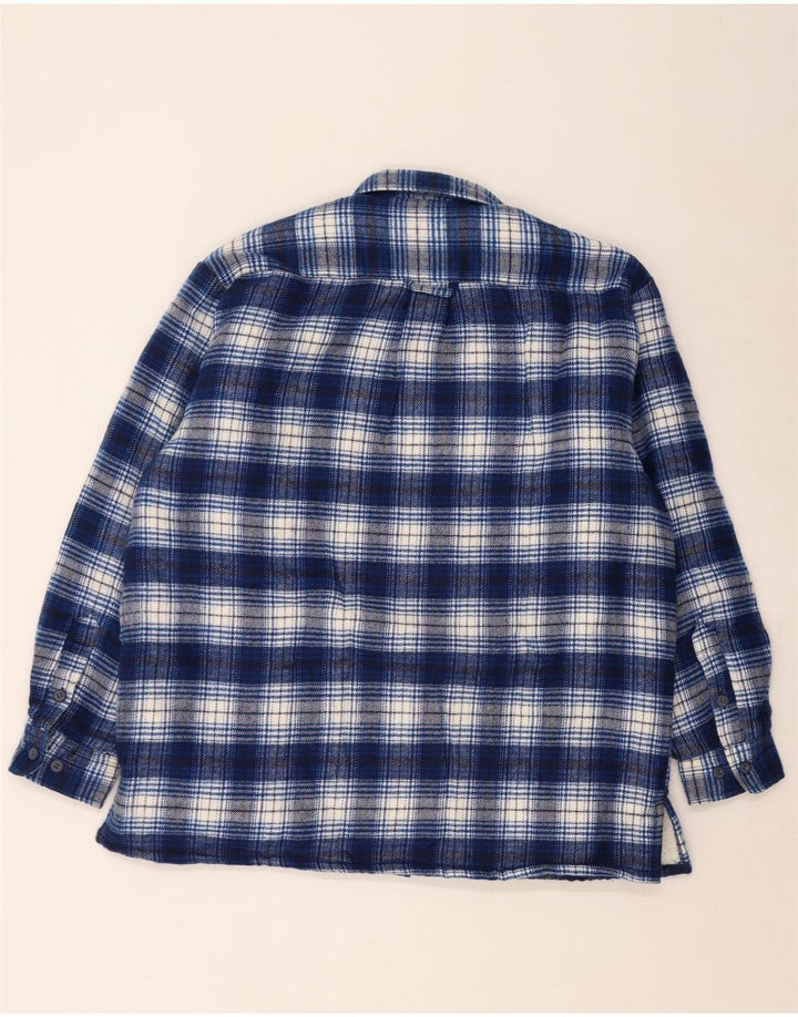 Camisa masculina vintage de flanela de lenhador grande acrílico xadrez azul