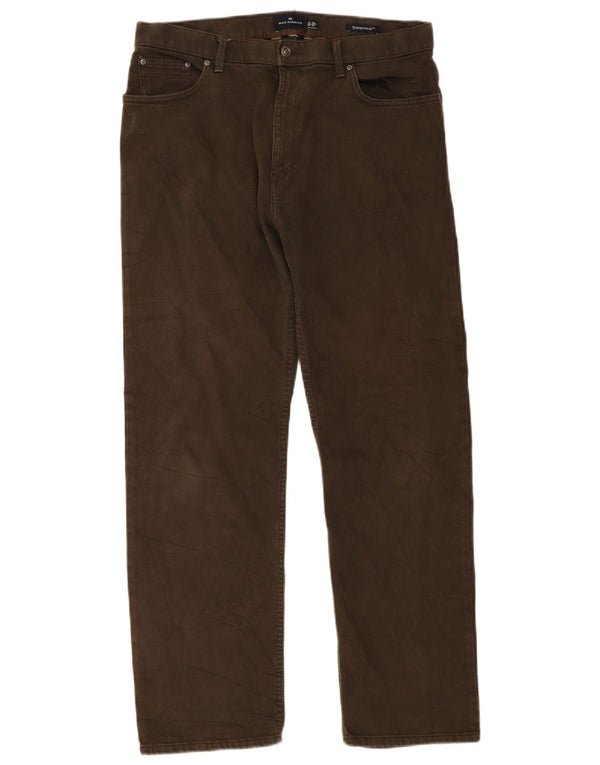 Calça casual reta masculina MARKS & SPENCER Blue Harbor W36 L31 marrom