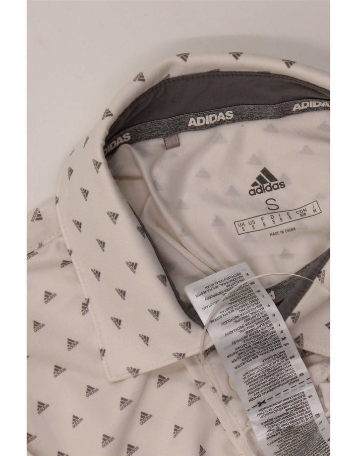 Adidas Mens Graphic Polo Shirt Pequeno Poliéster Branco