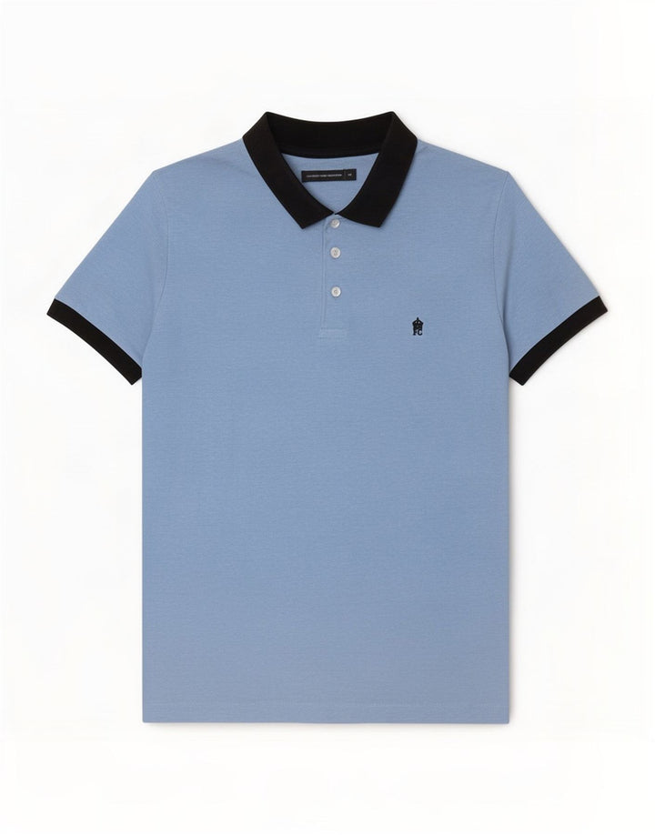 Camisa polo masculina de rugby French Connection bloco azul médio
