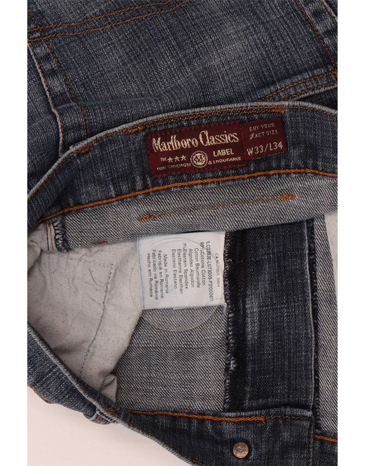 Marlboro Classics Mens Straight Jeans W33 L34 Azul Algodão