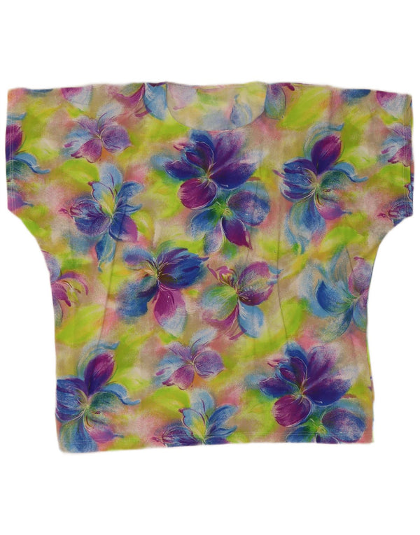 Blusa feminina vintage UK 18 XL multicolorida floral