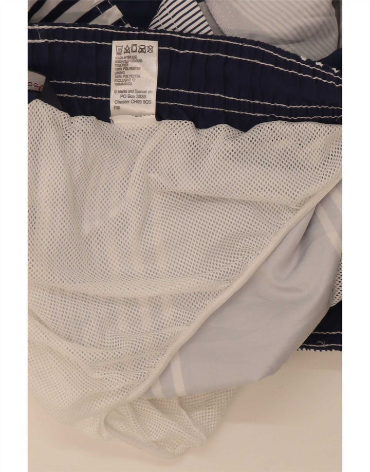 Shorts de natação masculino Marks & Spencer grande poliéster listrado azul marinho
