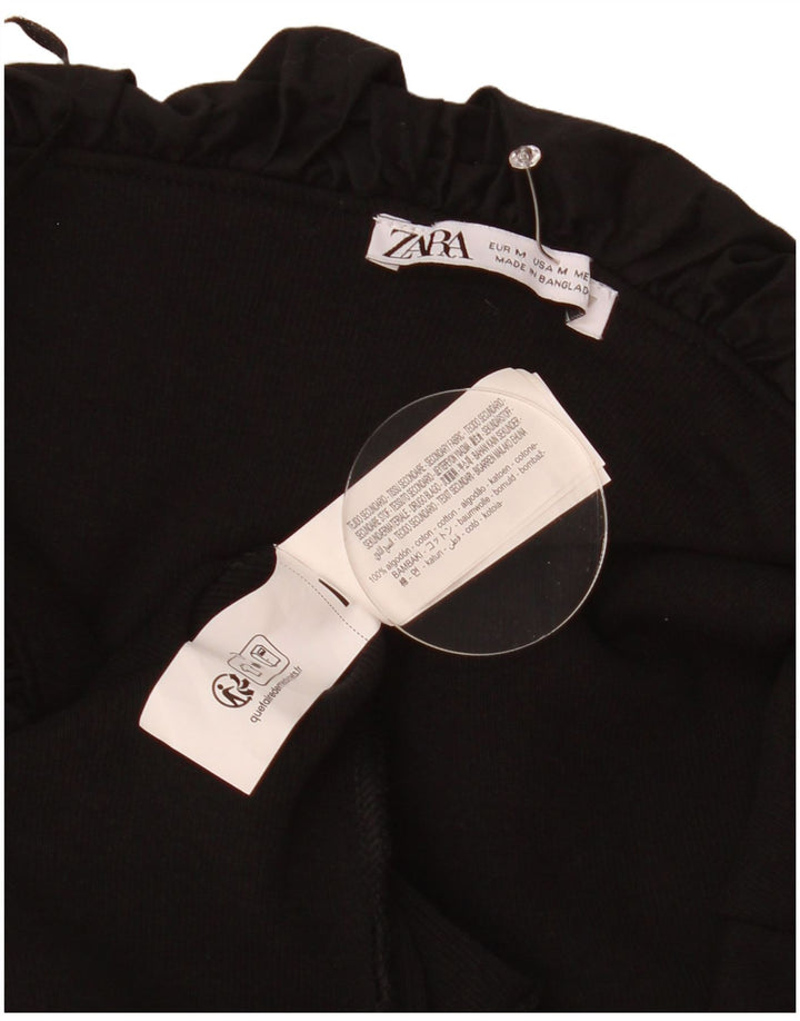 Vestido feminino Zara com ombros de fora UK 12 algodão preto médio