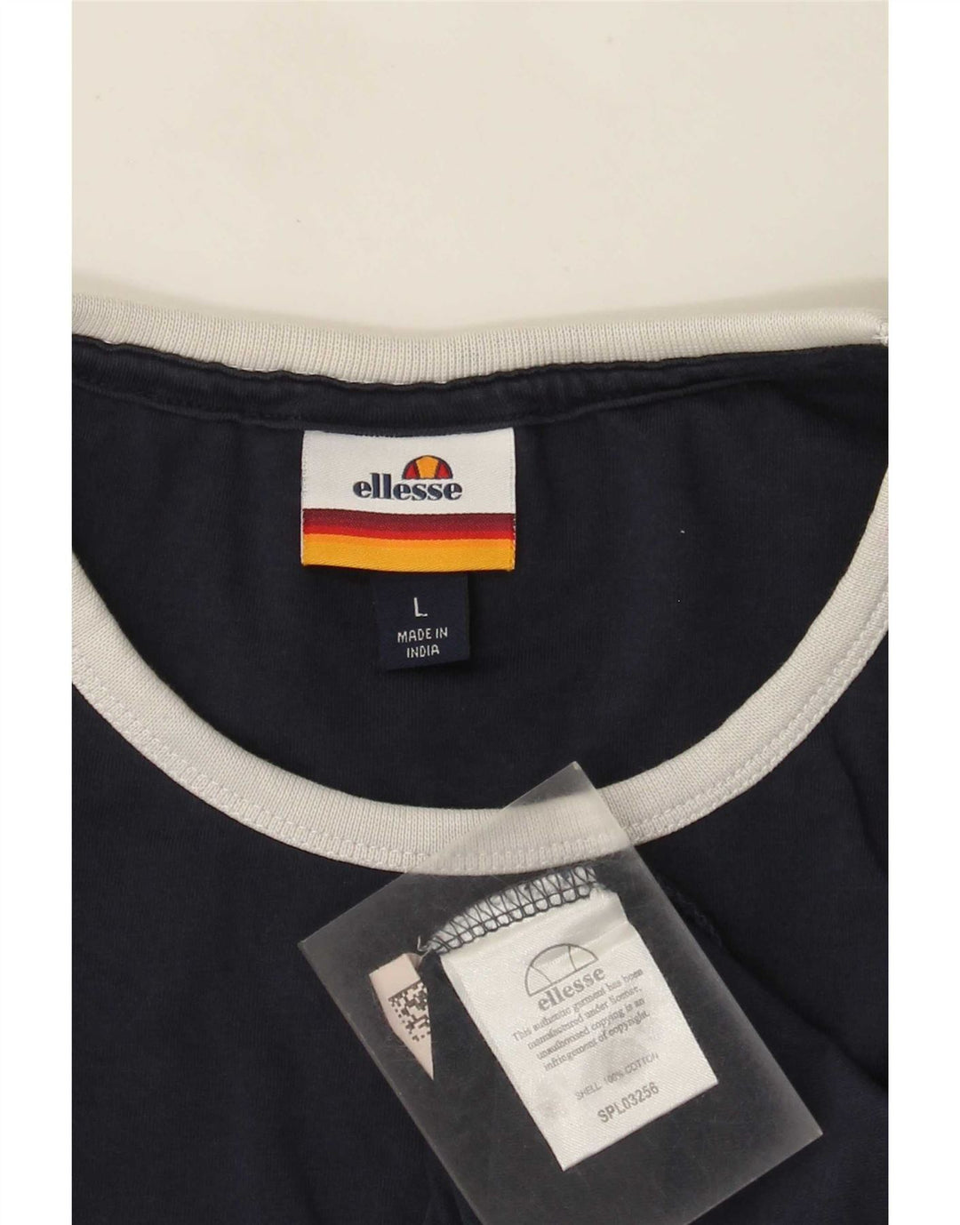 Ellesse Top masculino de manga comprida grande algodão azul marinho
