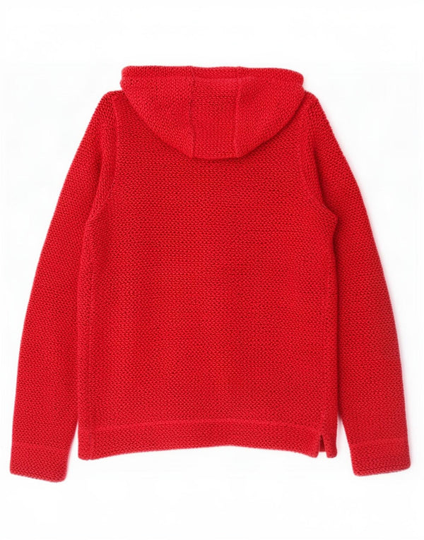 Weird Fish Womens Zip Hoodie Sweater UK 8 Small Red Cotton