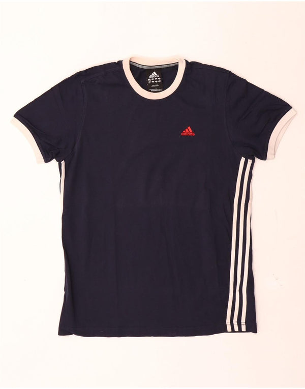 Adidas Mens T-Shirt Top UK 38/40 Médio Azul Marinho Algodão