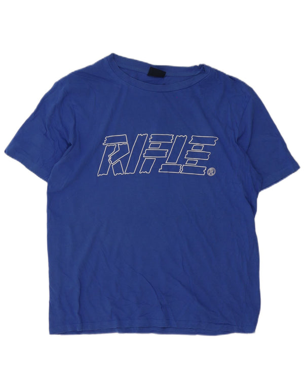 Rifle Mens Graphic T-Shirt Top XL Blue Cotton