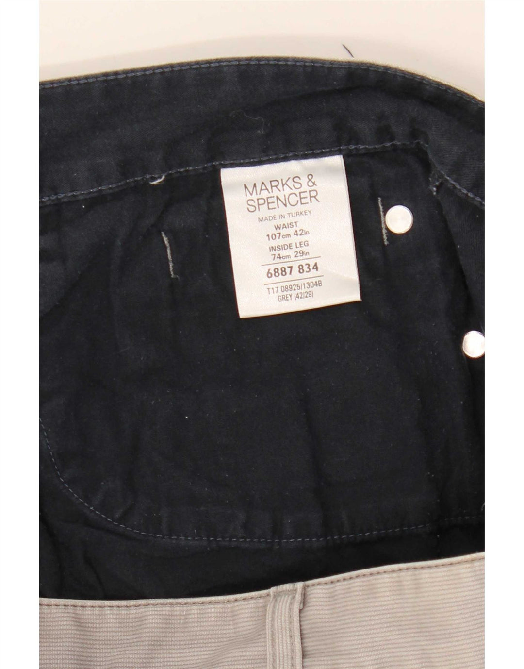 Calça casual reta masculina Marks & Spencer Blue Harbor W42 L29 cinza