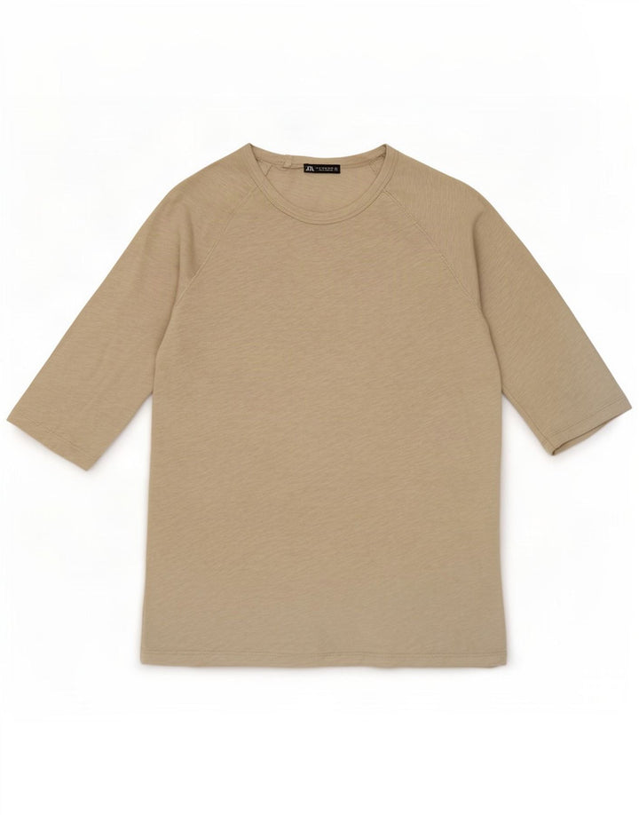 Top feminino Zara manga 3/4 Reino Unido 12 algodão cinza médio