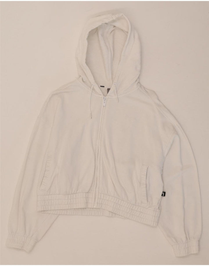 Suéter Puma Feminino Crop Zip Hoodie UK 14 Médio Branco