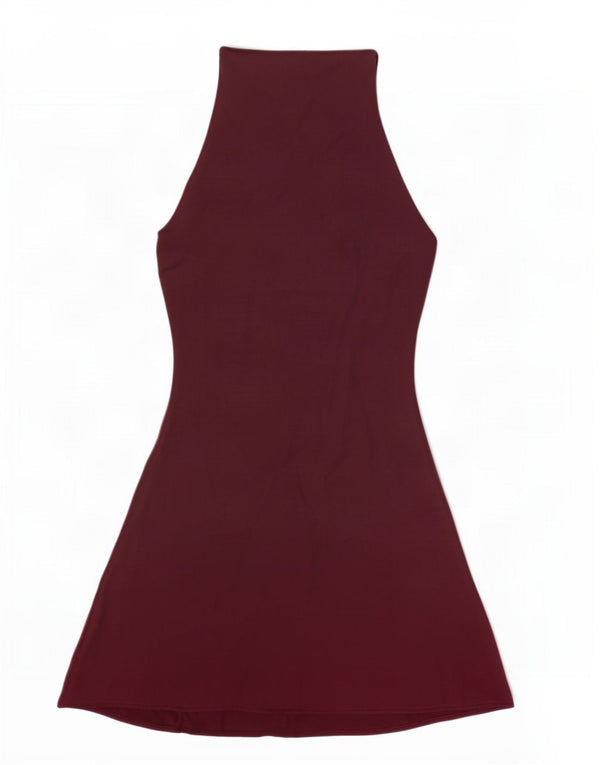 Vestido Halter Feminino Zara UK 10 Pequeno Poliéster Borgonha