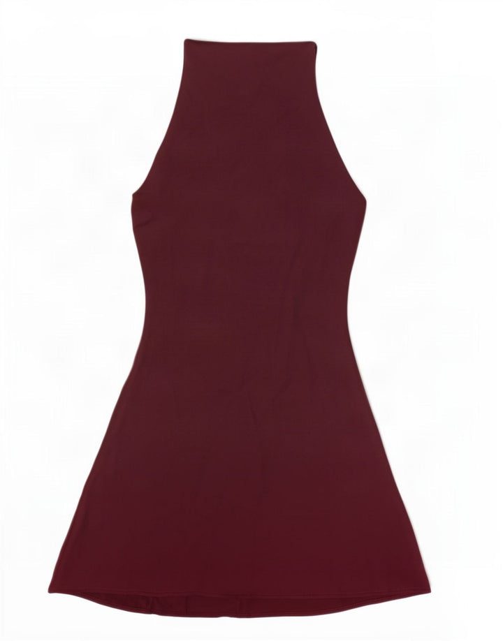 Vestido Halter Feminino Zara UK 10 Pequeno Poliéster Borgonha