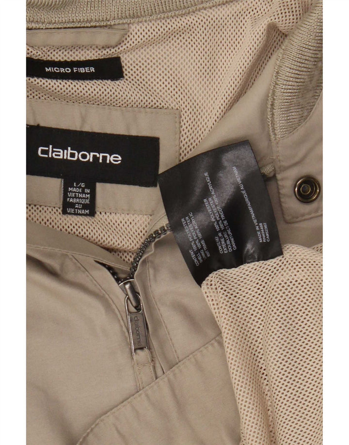 Jaqueta bomber masculina vintage UK 40 poliéster bege grande