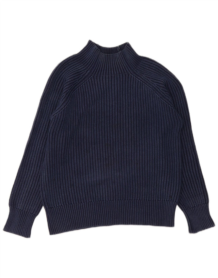 Suéter feminino Replay com gola tartaruga Reino Unido 14 algodão azul marinho médio