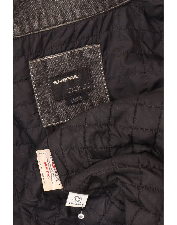Jaqueta jeans masculina Energie UK 40 grande algodão colorblock cinza