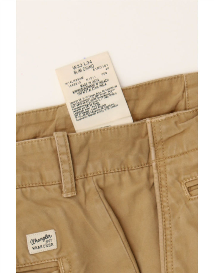 WRANGLER Mens Slim Chino Trousers W33 L31 Beige Cotton Vintage Wrangler and Second-Hand Wrangler from Messina Hembry 
