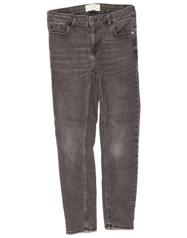 Fat Face Womens Crop Super Skinny Jeans Reino Unido 10 Pequeno W28 L25 Algodão Cinza