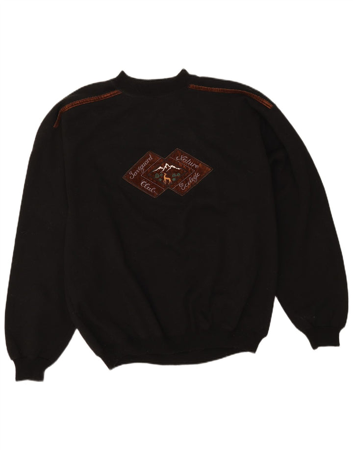 Moletom gráfico masculino vintage Jumper XL algodão preto
