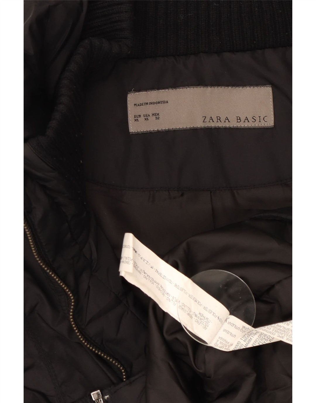 Jaqueta acolchoada feminina Zara UK 18 XL preto poliéster