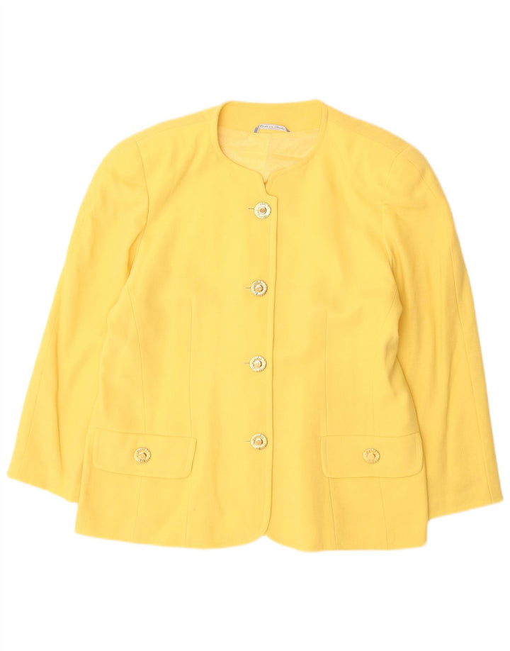 Jaqueta blazer vintage feminina com 4 botões Reino Unido 16 grande amarelo