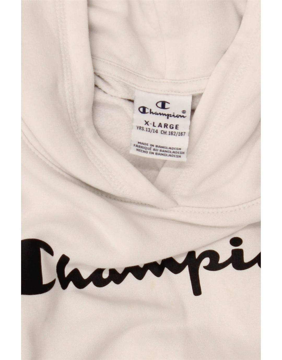 Jumper com capuz gráfico CHAMPION Boys 13-14 anos XL branco