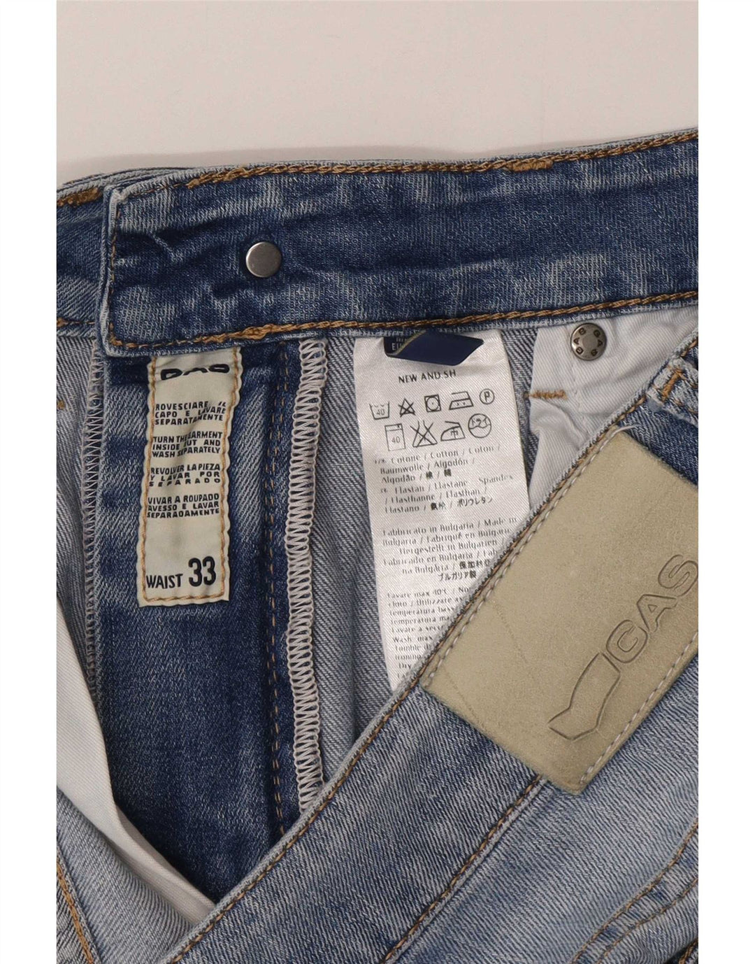 Shorts jeans masculino Gas W33 algodão azul médio