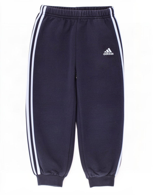 Adidas meninos calças de treino joggers 3-4 anos azul marinho algodão