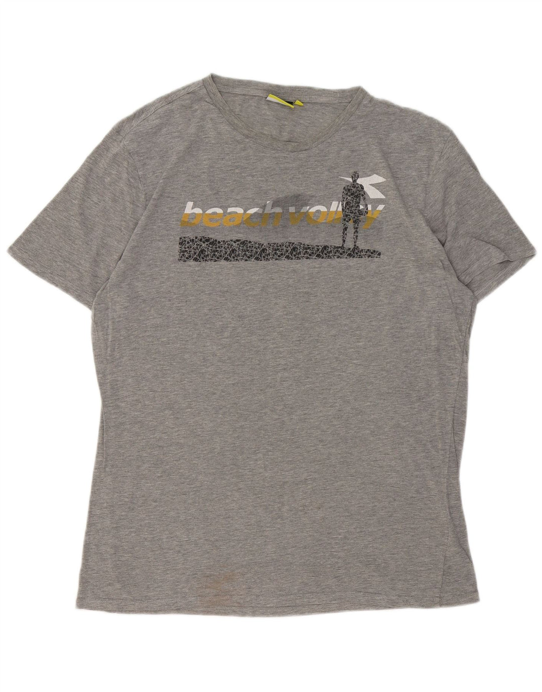 Camiseta masculina gráfica DIADORA Top XL algodão manchado cinza