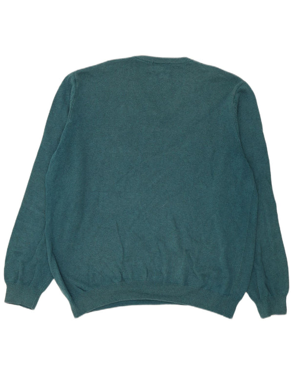 Suéter masculino Marks & Spencer com decote em V 2XL algodão azul