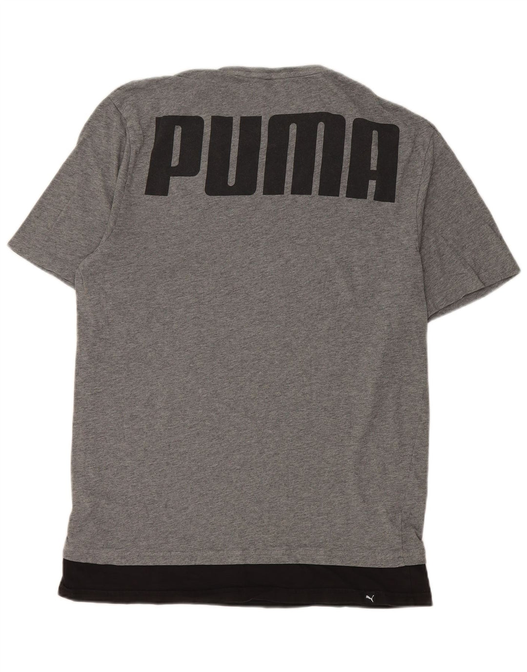 Camiseta masculina Puma Graphic Top cinza médio algodão colorblock