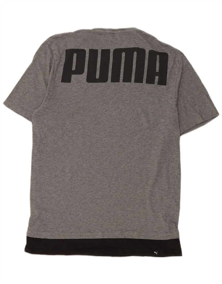 Camiseta masculina Puma Graphic Top cinza médio algodão colorblock